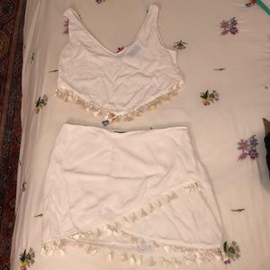 White tassel two-piece set